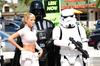 Princess Leia Washing Car Surround by Stormtrooper and Darth Vader for Charity