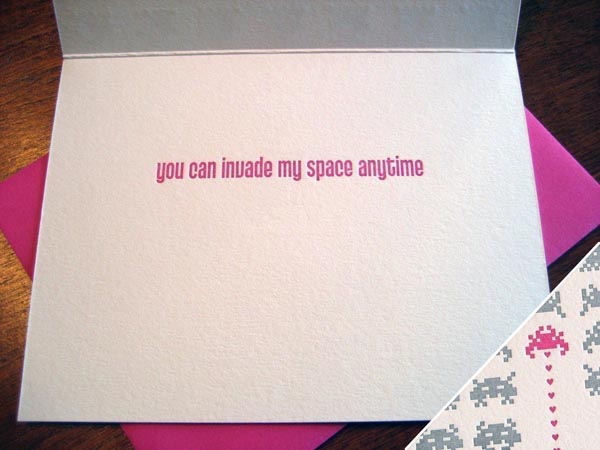 Space Invaders Greeting Card for Your Geek Girlfriend