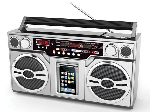 Retro Boombox Styled iPod Dock with Portable Speakers