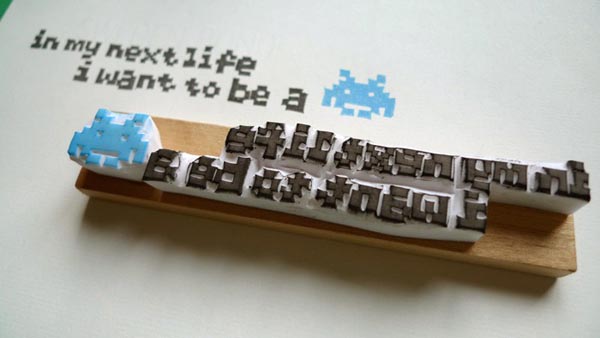 I Want to Be Space Invaders Rubber Stamp
