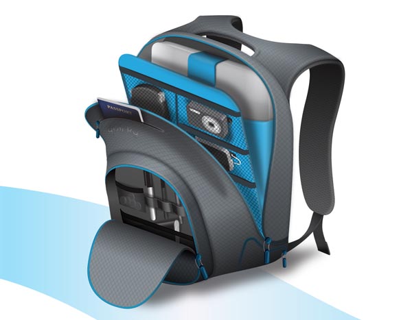 Quirky Trek Support Backpack Integrated Charging Station