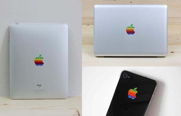 Retro Rainbow Apple Logo Decals for iPad, iPhone 4 and MacBook