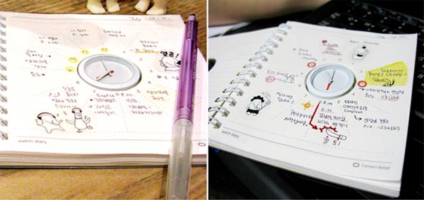Watch Dairy Notebook Integrated Small Clock