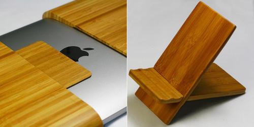 Handmade Natural Bamboo Wooden iPad Case and Stand