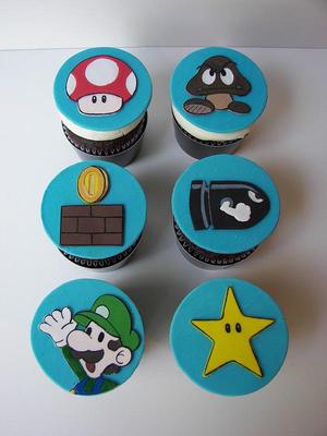 Custom Super Mario Cupcake Toppers and Cookies