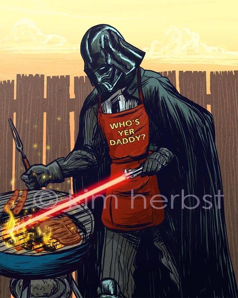 Darth Vader Loving BBQ Star Wars Themed Poster