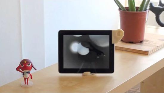 The Pocket iPad Stand Doubled as Passive Amplifier