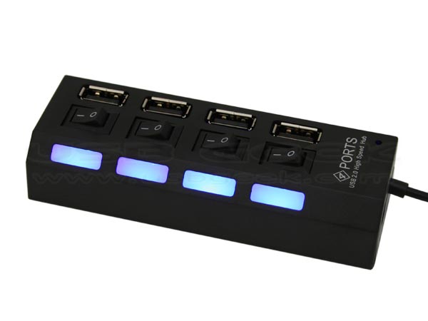 Power Strip Styled 4-Port USB Hub with Independent Switches