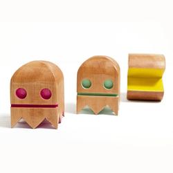 Wooden Pacman Themed Figures