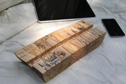 Handcrafted Wooden iPad Stand with iPhone Dock