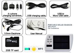 Portable Solar Charger with MP3 Player and FM Transmitter