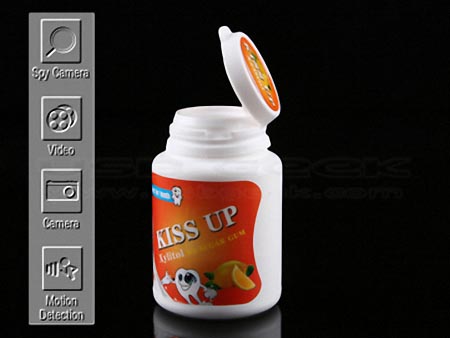 Gum Container Spy Camera with Motion Detection and Sound Activation Functions