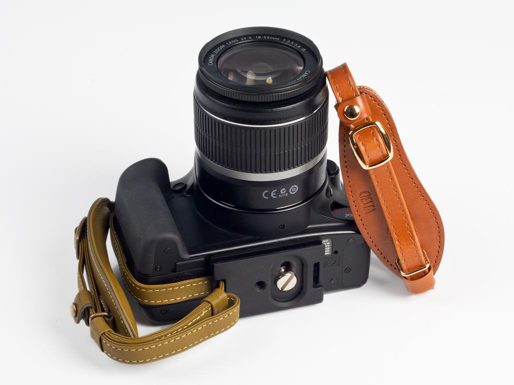 Leather Dual Camera Strap - Adjustable Shoulder Harness For Two DSLR/SLR Cameras, Brown