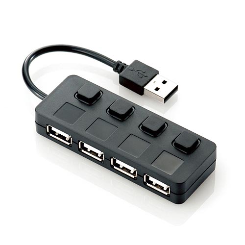 Elecom U2H-YS4B 4-Port USB Hub with Switches