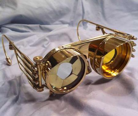 Handmade Steampunk Goggles with Iris Cover and Interchangeable Lenses