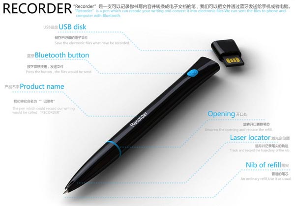 Recorder A Magic Pen with Bluetooth Technology