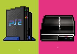 Game Console Themed Posters with Pixel Art Style