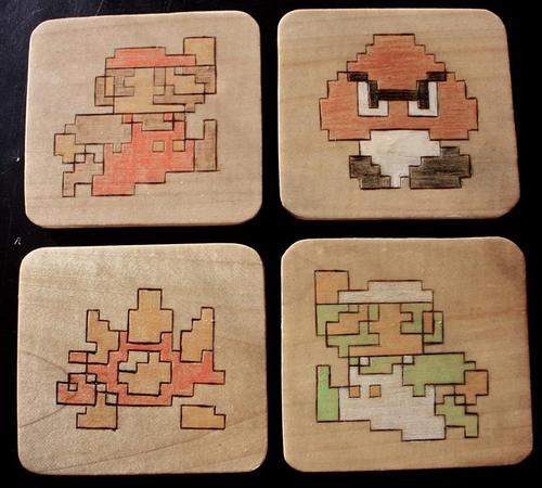 Super Mario Wooden Coaster Set