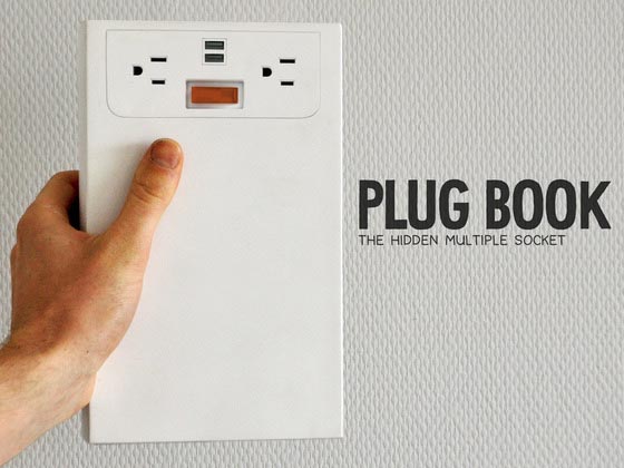 Plugbook Book Shaped Power Strip with Cable Organizer