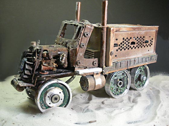 Awesome Steampunk Truck Sculpture with Wireless Router