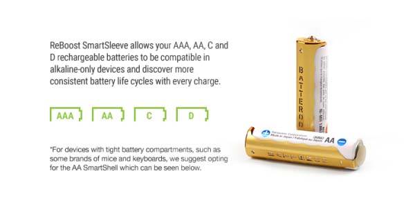 Batteroo ReBoost SmartSleeve Rechargeable Battery Sleeves