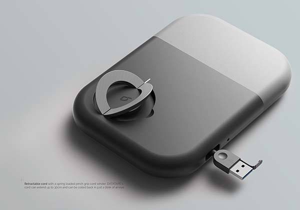 Datatape Concept Portable SSD Features a Retractable Cable