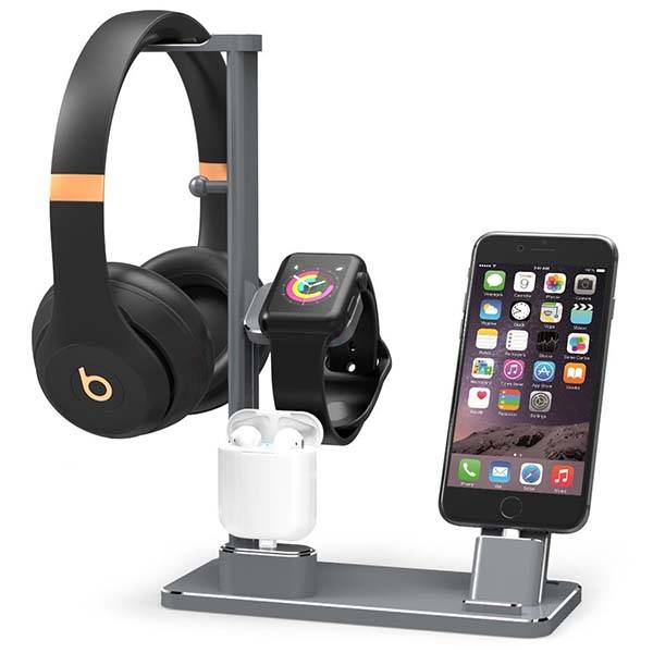 Multi Device Charging Station with Headphone Holder 