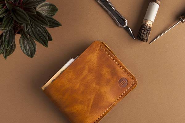 Handmade Brown Leather Bifold Wallet