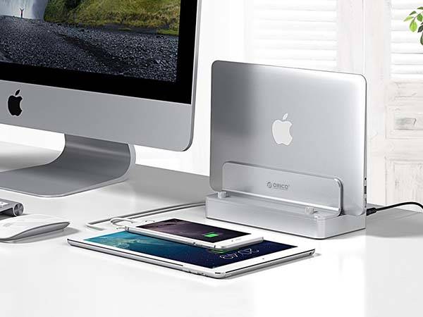 Orico Aluminum USB-C Docking Station with Vertical Laptop Stand