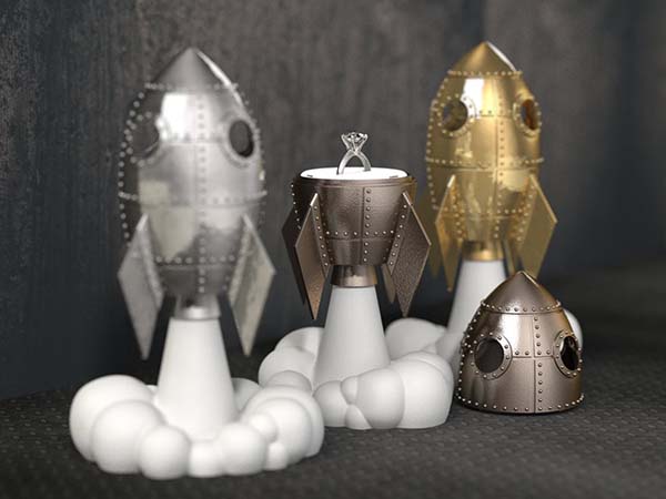 Love Rocket 3D Printed Ring Box