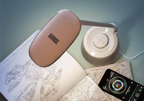 August Bluetooth Speaker LED Desk Lamp with USB Charging Port
