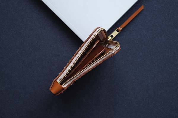 Handmade Half Zip Minimal Leather Wallet