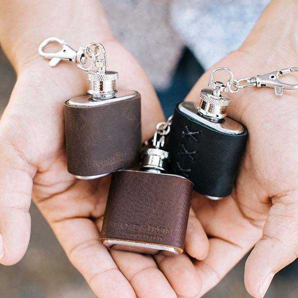 Handmade Mini Leather Keychain Flask