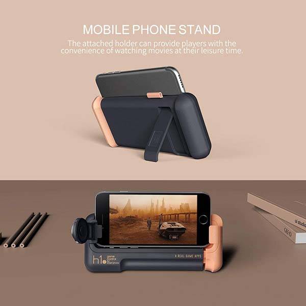 GEE·D H1 Phone Joystick Game Controller with Phone Stand Holder Comfortable Hand Grip Mobile Joystick Gamepad Gaming Joystick Game Controller Case with Joystick for iPhone Android 4.5-6.0 Pink 