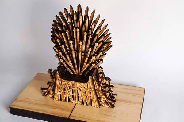Handmade Wooden Game of Thrones Iron Throne Bookends
