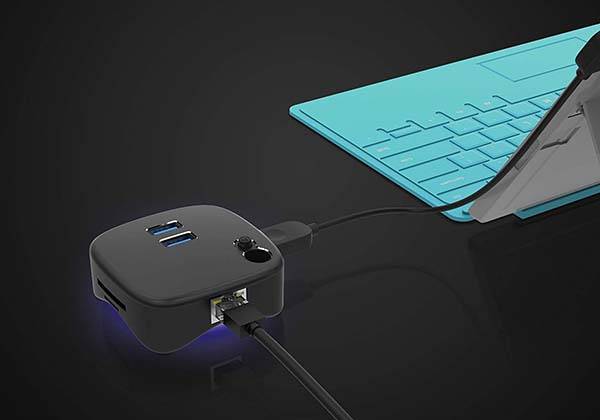 Mini Surface Pro USB dock with Ethernet Port and Memory Card Reader