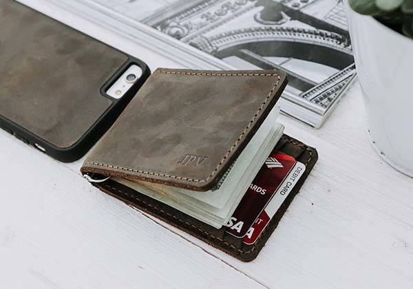 Handmade Customizable Leather Money Clip Wallet