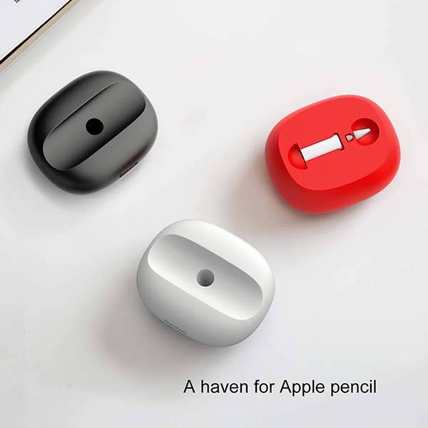 The Silicone Apple Pencil Holder with Hidden Storage for The Charging Adapter and Pencil Tip
