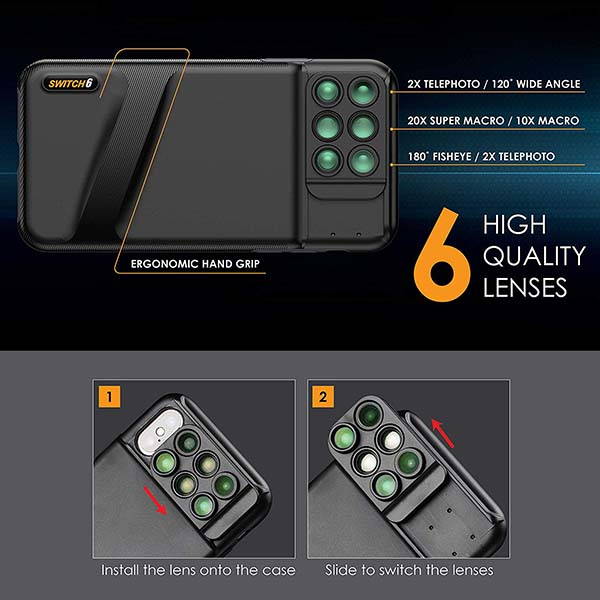 Ztylus Switch 6 iPhone XS Max Case with 6 Phone Lenses
