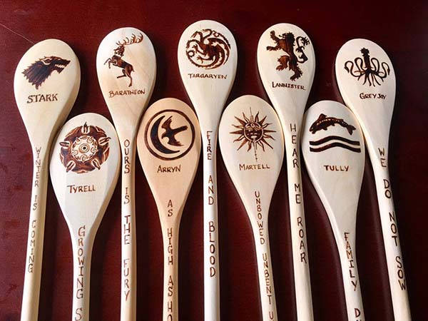 Handmade Game of Thrones Wood Burned Spoons