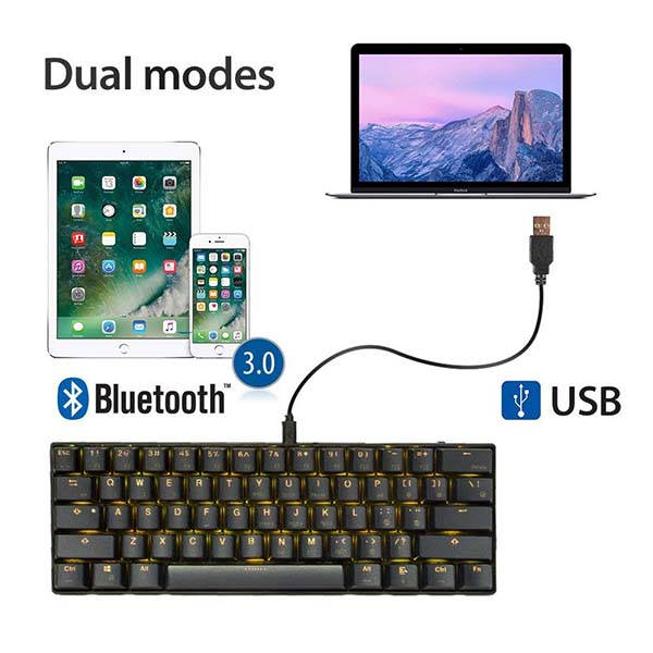 LeaningTech LTC-K61 61-Key Bluetooth Mechanical Keyboard with USB Connection