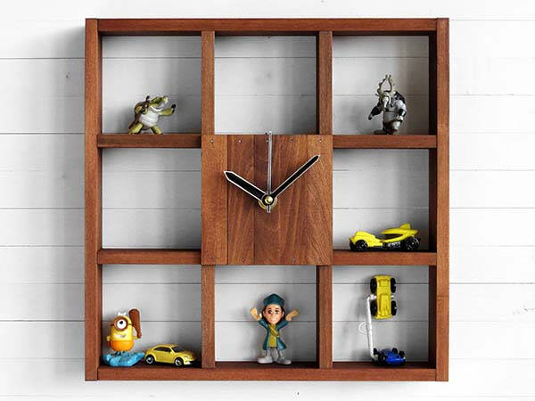 Raft Handmade Wooden Wall Clock with Integrated Storage Boxes