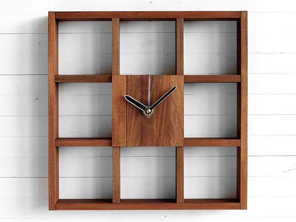 Raft Handmade Wooden Wall Clock with Integrated Storage Boxes