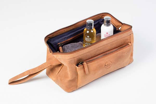 Handmade Leather Travel Wash Bag