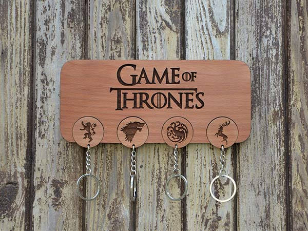 Handmade Personalized Game of Thrones Wall Mounted Key Holder and Keychains