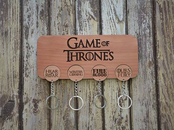 Handmade Personalized Game of Thrones Wall Mounted Key Holder and Keychains