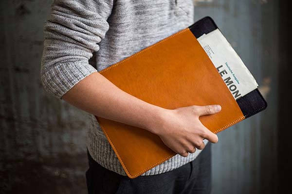 The Awesome Handmade Leather MacBook Sleeve with Sleek Design on the Side