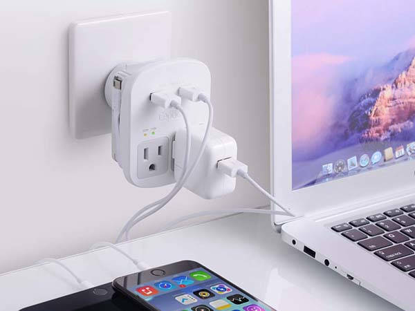 Ceptics World Travel Adapter with 2 Outlets and 2 USB Ports