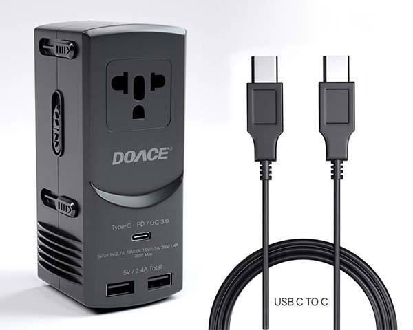 Doace Universal Travel Adapter with USB-C Wall Charger