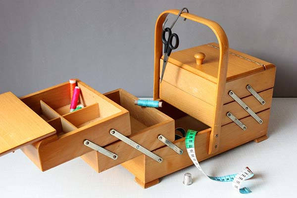 Handmade Vintage Wooden Sewing Box
